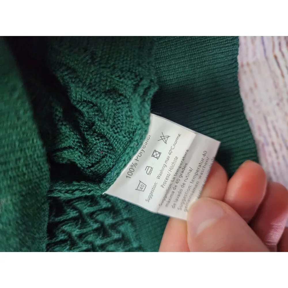 Coofandy Polo Collar Sweater Size XXL Crosshatch Textured Pattern Green